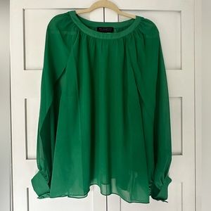 Kelly Green Open Sleeve Blouse. ELOQUII Size 16